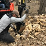 manually splitting wood