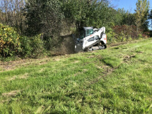skid steer forestry mulcher in field