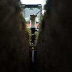 view from inside a trench dug by skid steer