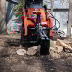 mini log splitter splitting wood