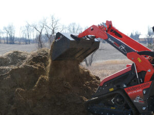 mini dirt bucket dumping