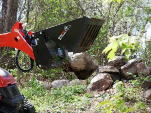 skid steer bucket with rock