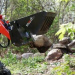 skid steer bucket with rock